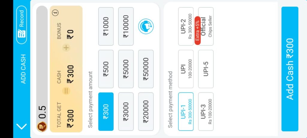 Add Cash in Rummy Time