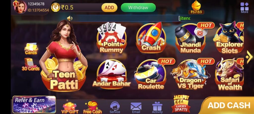 All available game in Teen Patti Gold