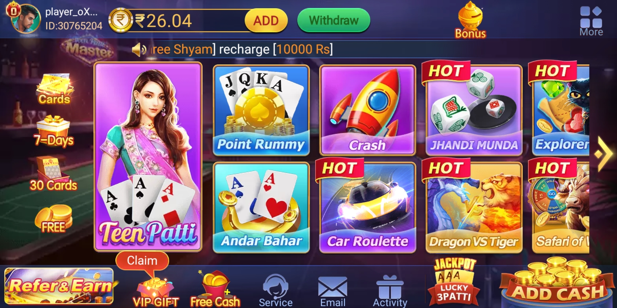 Available Game In Teen Patti Master Mod APK