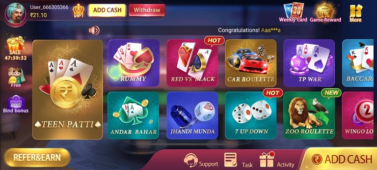 Available Game In Teen Patti Real Cash