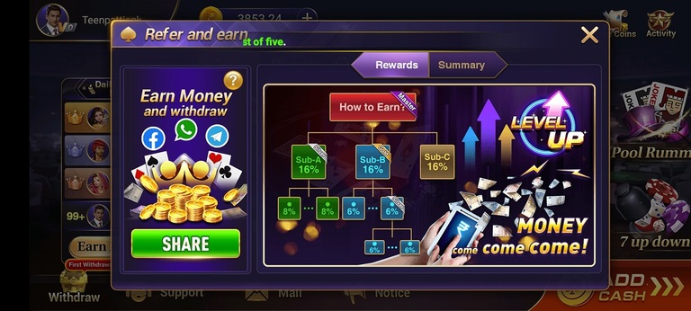 How To Invite Friends And Earn Unlimited Real Cash in Happy Ace Casino Apk Download