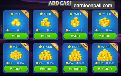 Add cash in Teen Patti star